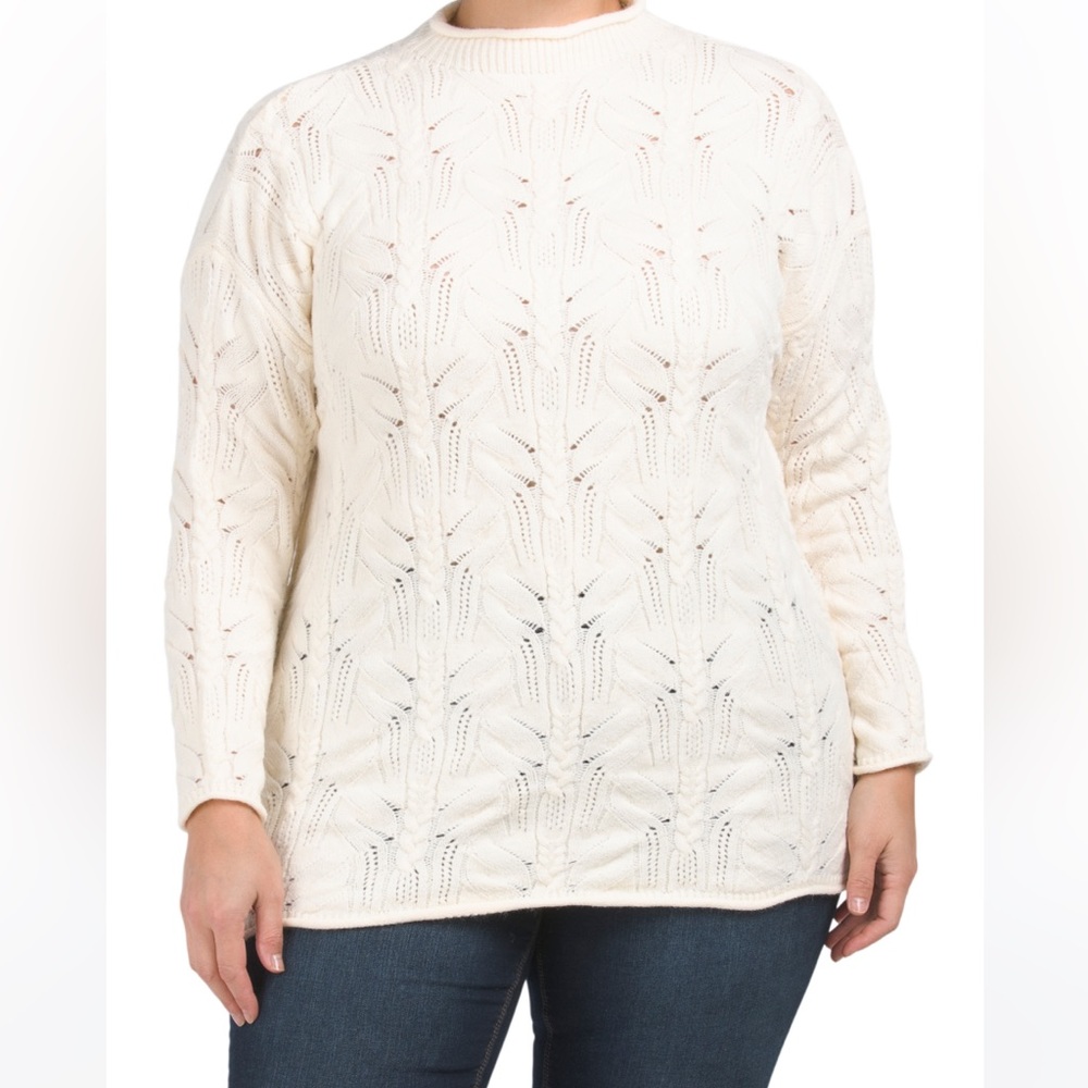 New Plus Textured Mock Neck Sweater